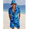 EISHOPEER Men's Hawaiian Shirt and Short 2 Piece Palm Tree