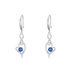 Seiyang Infinity Sapphire Birthstone Earrings 925 Sterling Silver Blue Gemstone Dangle Drop Earrings with September Birthstone Birthday Jewelry Gifts for Women