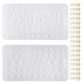 Bskifnn 402pcs Tiny Silicone Letter Mold Small DIY Silicone Resin Mold with 400pcs Screw Eye Pins for Making Keychain Pendant Jewelry Necklace Earrings