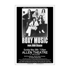 Raw Sugar Art Studio Roxy Music 1974 Cleveland Concert Poster