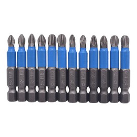 Fongmore 12Pcs 50mm S2 Steel Magnetic Anti Slip Cross Pozidriv Screwdriver Bits Set PH1 PH2 PH3 PZ1 PZ2 PZ3 1/4 Inch Hex Shank Cross Head Drill Bit