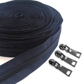 Cremalleras de nailon SBest # 5 de 10 yardas, cremalleras de costura a granel de bricolaje por The Yard Bulk con 20 cremalleras largas deslizantes para coser bolsas de manualidades (azul oscuro)