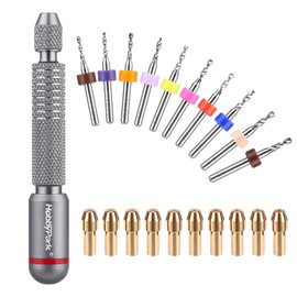 HobbyPark Hand Drill Bits Set - 10Pcs Metal Mini Pin Vise Hand Drill Bits & 10Pcs Micro Chuck Collet for RC Model Repairing Wood Craft Jewelry Making Carving Resin Twisting