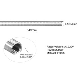 Boxonly 2pcs Heater Wire Heating Element Coil 220V 2000W FeCrAL Resistance Kiln Furnace Electric Heating Wire 6.1mmx549mm
