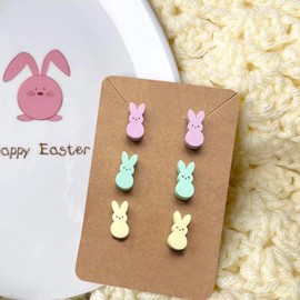 Easter Bunny Egg Earrings for Women Spring Stud Jewelry Outfit Accessories Easter Basket Stuffers Gifts