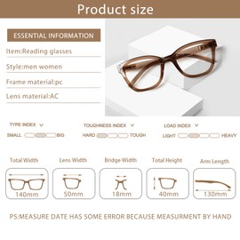 JOSCHOO Reading Glasses 6 Pack Blue Light Blocking Readers Spring Hinge Glasses for Reading for Men and Women (3 Mix Clour-5, 6.0, x)