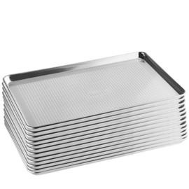 (Set of 12) Perforated Aluminum Baking Sheet Pan (18x26 Inch), Full Size Commercial Bakery Tray, Crisping & Even Baking, NSF Grade, Wire Rim, Stackable (12, Full Size 18" x 26" inches)