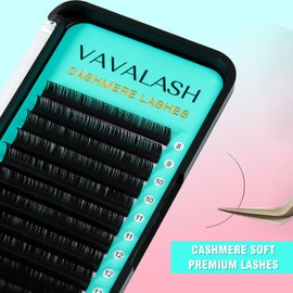 VAVALASH Cashmere Lashes 0.03-0.20 Premium Lashes Volume Eyelash Extensions 8-20MM Cashmere Lashes, Soft Super Matte Black Professional Lashes Extension Tray Supplies (0.03-LD-13-20MM)