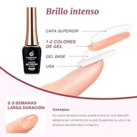 CHERIMOYA Esmalte en Gel Nude Melocotón Glitter para Uñas 8ml | Semipermanente UV LED Gel Polish Brillo Nail Art Profesional Salon Casa