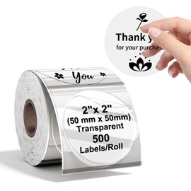 Phomemo Clear Circle Label PM241BT/D520BT Labels- M220/M221/M200 Transparent Thermal Labels - Round Sticker Label for Logo/Barcode/Stickers/Address-1 Pack