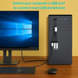 USB A Male to 3 Female Splitter - Efficient Data Transfer Speed is Suitable for Mobile Phone/Tablet Charging, Efficient Transfer of Multiple Devices（40in）