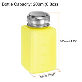 sourcing map Solvent Alcohol Dispenser 200ml(6.7oz) Push Down Liquid Dispenser Pump Bottle with Sealing Stainless Steel Lid for Acetone Solution, Yellow