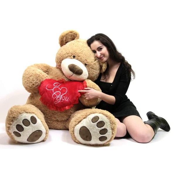 Big Plush I Love You 5 Foot Giant Teddy Bear Soft Holds Heart Embroidered I You