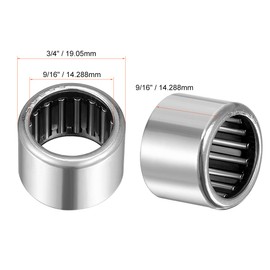 uxcell SCE99 Needle Roller Bearings, Drawn Cup Open End, 9/16" Bore 3/4" OD 9/16" Width 2pcs