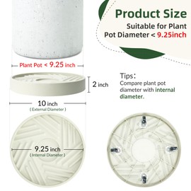 REDHUGO 2PCS Round Plant Caddy with Hidden Wheels, Heavy Duty Rolling Plant Stand Caddy with Wheels, Pot Base for Indoor Outdoor, Beige, 10 inches