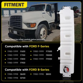 YEHERIT Coolant Radiator Overflow Bottle Expansion Reservoir Tank with Cap Compatible with Ford Truck F600 F700 F800 1980-1999 Replace# F6HZ-8A080-B F5HT-8A080-HA F5HZ-8A080-C