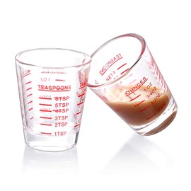 Shot Glasses Measuring cup 2018 Liquid Heavy Glass Wine Glass Espresso Shot Glass 26-Incremental Measurement 1oz, 6 Tsp, 2 Tbs, 30ml (2 pack-red 30ml)