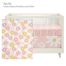Lambs & Ivy Daisy Dreams 3-Piece Crib Bedding Set - Pink, White, Modern, Garden