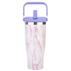 Zukro 40 OZ Tumbler With Flip Straw, Triple-Wall Easy-carry Insulated Water Bottles With Top Handle Fit in Cupholder, Leakproof Stainless Steel Water Jug For Gym, Outdoors, Cold Drinks