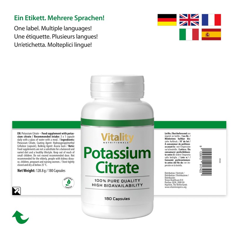 Potassium Citrate Capsules High Dose with 220 mg Elementary Potassium