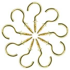 Biaungdo 100 Pcs 3/4" Ceiling Cups Hooks Screw Hooks Ceiling Cup Hooks Self-Tapping Screws Hooks Gold