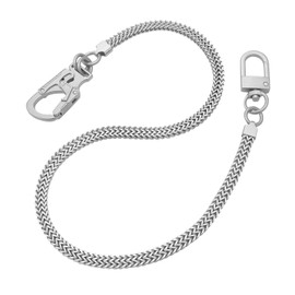 Ahiller 25インチ ステンレススチール ウォレットチェーン&キーチェーン 合金ダブルロックカラビナクリップ付き パンクスタイルメタルデザイン オートバイライダー、バイカーギア、財布アクセサリー用 (BK-シルバー)