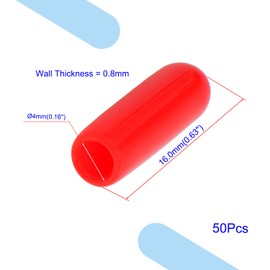 Aopin Rubber Round End Cap Cover 4/25 Inch (4mm) Screw Thread Protectors PVC Flexible Tubing Pipe Protective Bolt Screw Thread Protector Safety Cover | for Pipe Post Tubing Rod Cover 50 Pcs (Red)