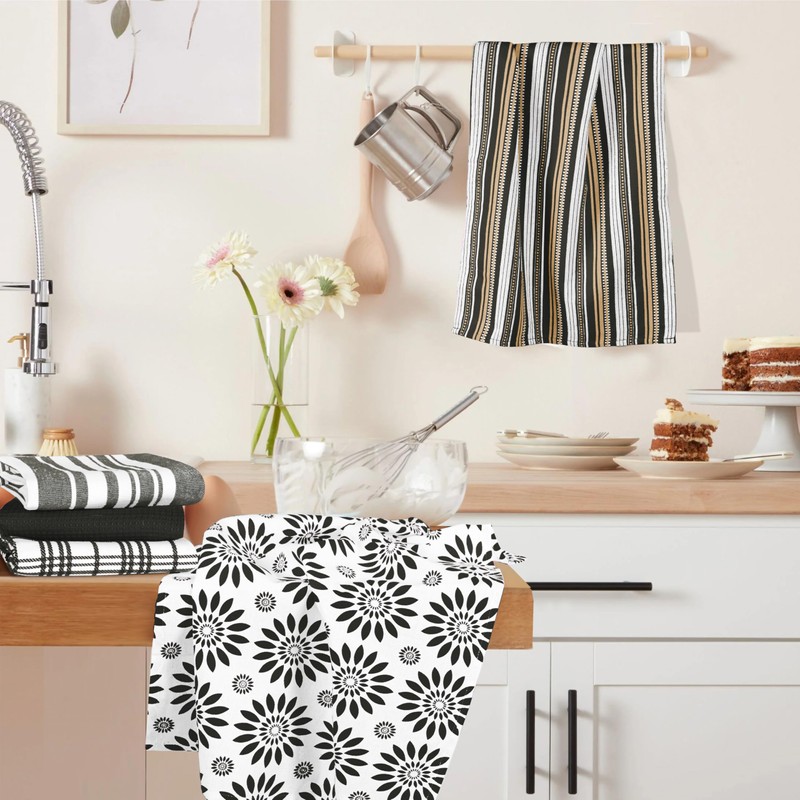 Assorted Kitchen Towels Large 16x26 inches 100% Cotton Set of