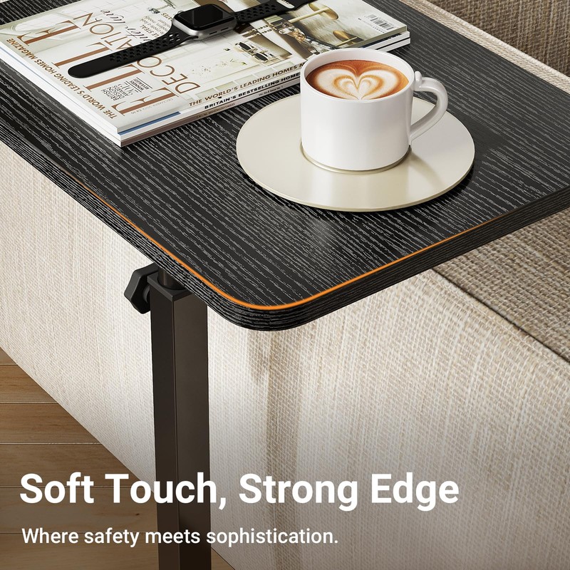 ELYKEN TV Tray Table, C-Shape Couch Desk, 360° Swivel Side