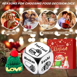 Valentines Day Gifts for Him Her, Couple Gifts for Boyfriend Girlfriend, Anniversary Steel Date Night Food Dice Gifts for Husband Wife, Wedding Funny Birthday Gifts for Women Men
