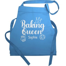 Geschenk mit Namen personalisiert by Shirtracer - Apron - Baking Apron Women - Baking Queen with Name, 4 Light Blue