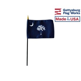 Set of 6 4x6 E-Gloss South Carolina Stick Flag - Flag Only - Made in The USA