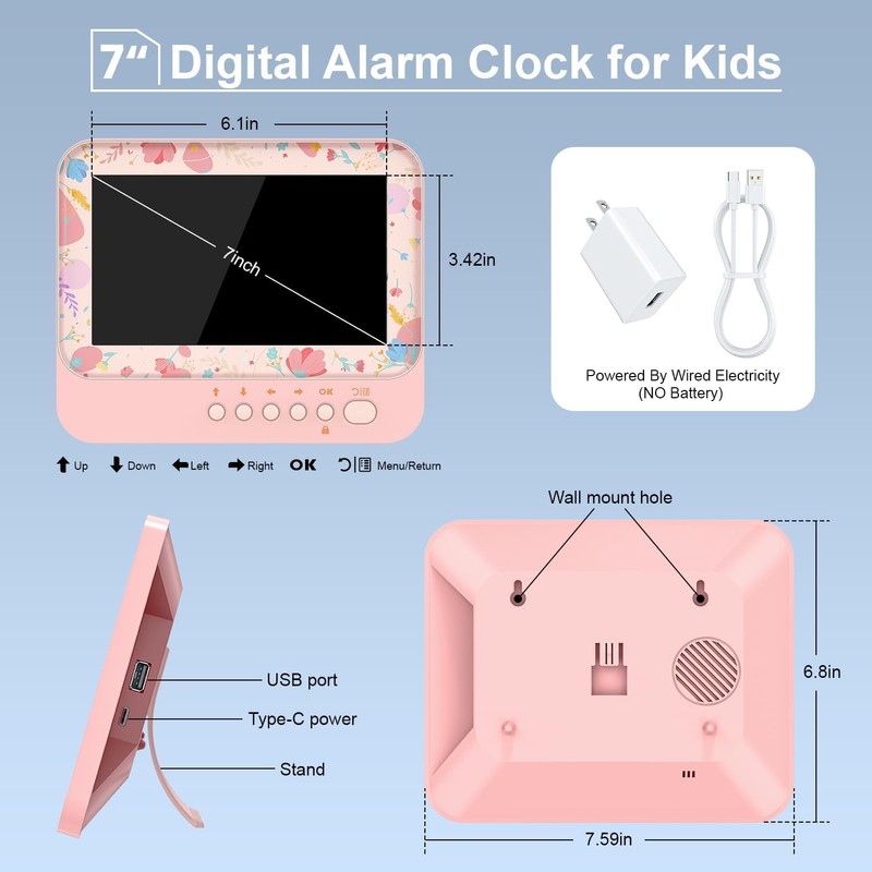 Children Alarm Clock with Large Numbers - Easy-Read Kids Learning