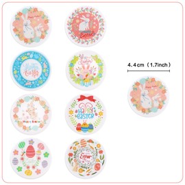 56 Pcs Easter Edible Cupcake Toppers with Bunny Egg Decorations for Birthday, Rabbit Theme Party and Baby Shower Party (Easter Bunny Round)