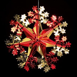 SET of 3 Christmas Foil Ceiling Decoration Hanging 40cm - Red/Gold