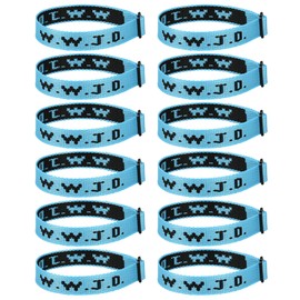 12PCS WWJD Christian Bracelet Pack, Christian Jesus Gifts Adjustable Wristbands, WWJD Bracelets Bulk - What Would Jesus Do Bracelet for Women Men, 12 Blue