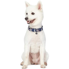 Blueberry Pet 3 Patterns Southwestern Modern Tribal Print Navy Braided Adjustable Dog Collar with Metal Buckle, Neck 9-12.5", for Small Breed