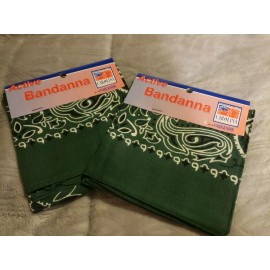 Unbranded 2 - Scotch Green Paisley Cotton Bandanas Scarf Handkerchief Hanky 22" x 22" New