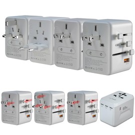 revolt Travel Adapter England: Set of 4 Universal Travel Adapters, GaN, 4X USB-C, USB-A, PD 65W (Australia Travel Adapter, EU Travel Adapter)
