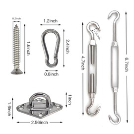 Sun Shade Sail Hardware Kit, Stainless Steel M6 Installation Accessories for Rectangle and Triangle Shade Sails, Outdoor Patio Canopy Fixing Set