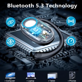 kurdene Open Ear Headphones,Bluetooth 5.3 Wireless Sports Earbuds-Black