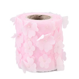Pssopp - Rollos de Tul de Flores Suministros de Tela de Malla Impresa Tul Margarita Flor Costura Tejido para Manualidades Cinta de Rollos de Encaje de Malla(rosado)