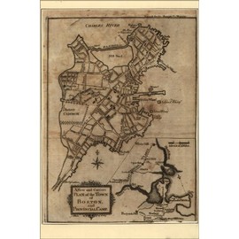 24"x36" Gallery Poster, revolutionary war map of Boston, and provincial camp 1775