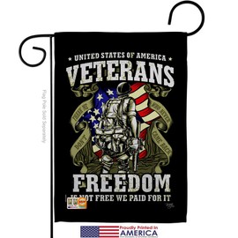 Veterans Freedom Garden Flags Pack Armed Forces Veteran All Branches Support Honor United State American Military USA Vintage Applique Small Gift Yard House Banner Made In 13 X 18.5