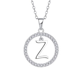 Starnny Initial Necklace 925 Sterling Silver Z Initial Letter Alphabet Pendant for her
