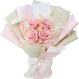 GLAMOUR BOUTIQUE Preserved Flowers Bouquet - Flowers Forever in a Box with Hydrangeas & More, Gift Ready for Anniversary, Birthday, Mother's Day, Long-Lasting 1-3 Years - Pink