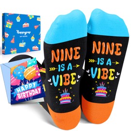 HAPPYPOP 9th Birthday Gifts Socks Ideas - Gift Ideas for Girls Boys Age 9, Presents for 9 Year Olds, Nine Year Old Gifts for Kids