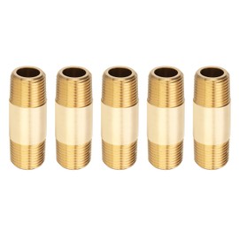 PATIKIL 3/8" x 3/8" NPT Male Brass Pipe Fitting Long Nipple, 10Pcs 2" Long Straight Pipe Fitting Connector Extender for Fuel, Air, Water, Oil, Gas System Connection, 1200PSI