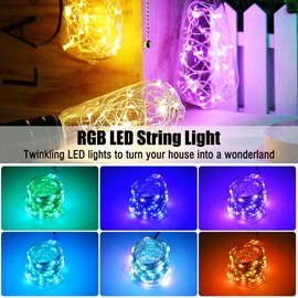 Yescom 33 Ft LED String Lights 100 Led RGB lights 20 colors with remote & Bluetooth Control 6 Modes Fairy Light for Garden Backyard Party