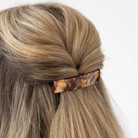 Faux Shell Hair Barrette for Thin Hair, Classic Rectangle French Barrette for Women, Lightweight and Comfortable, Strong Hold, Onyx Grey | France Luxe